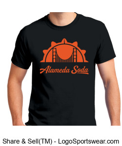 Gildan Adult Unisex Ultra Cotton Black T-shirt - Bright Orange Golden Gate Seal Alameda Soda Design Zoom