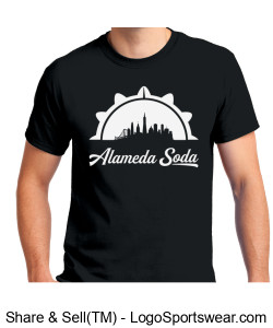 Gildan Adult Unisex Ultra Cotton Black T-shirt - White Alameda Point Seal Alameda Soda Design Zoom