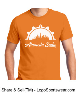 Gildan Adult Unisex Ultra Cotton Bright Orange T-shirt - White Alameda Point Seal Alameda Soda Design Zoom