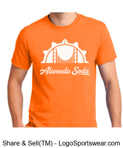 Gildan Adult Unisex Ultra Cotton Bright Orange T-shirt - White Golden Gate Seal Alameda Soda Design Zoom