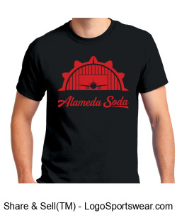 Gildan Adult Unisex Ultra Cotton Black T-shirt - Red Hangar 25 Seal Alameda Soda Design Zoom