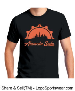 Gildan Adult Unisex Ultra Cotton Black T-shirt - Bright Orange Alameda Point Seal Alameda Soda Design Zoom