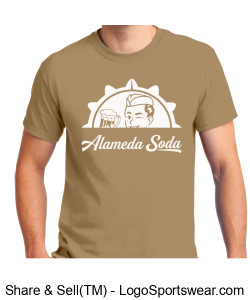 Gildan Adult Unisex Ultra Cotton Sand T-shirt - White Old Fountain Seal Alameda Soda Design Zoom