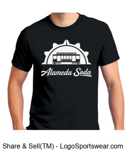 Gildan Adult Unisex Ultra Cotton Black T-shirt - White Cable Car Seal Alameda Soda Design Zoom