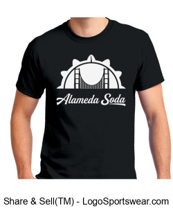 Gildan Adult Unisex Ultra Cotton Black T-shirt - White Golden Gate Seal Alameda Soda Design Zoom
