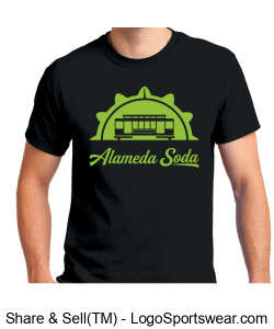 Gildan Adult Unisex Ultra Cotton Black T-shirt - Lime Cable Car Seal Alameda Soda Design Zoom