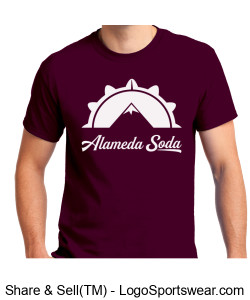 Gildan Adult Unisex Ultra Cotton Maroon T-shirt - White Diablo Seal Alameda Soda Design Zoom