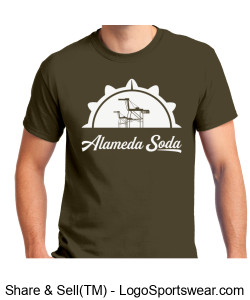 Gildan Adult Unisex Ultra Cotton Olive T-shirt - White Oaktown Seal Alameda Soda Design Zoom