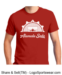 Gildan Adult Unisex Ultra Cotton Red T-shirt - White Hangar 25 Seal Alameda Soda Design Zoom