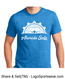 Gildan Adult Unisex Ultra Cotton Blue T-shirt - White Hangar 25 Seal Alameda Soda Design Zoom