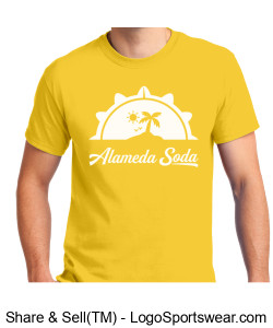Gildan Adult Unisex Ultra Cotton Yellow T-shirt - White Lost Island Seal Alameda Soda Design Zoom