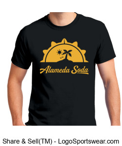 Gildan Adult Unisex Ultra Cotton Black T-shirt - Yellow Lost Island Seal Alameda Soda Design Zoom