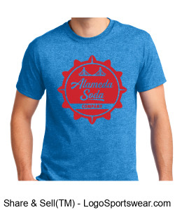 Gildan Adult Unisex Ultra Cotton Blue T-shirt - Red Alameda Soda Bottle Cap Design Zoom