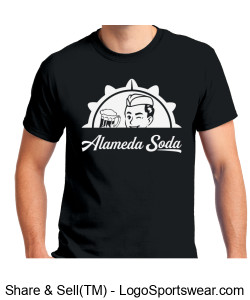 Gildan Adult Unisex Ultra Cotton Black T-shirt - White Old Fountain Seal Alameda Soda Design Zoom