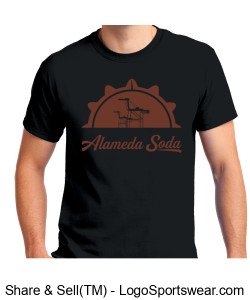 Gildan Adult Unisex Ultra Cotton Black T-shirt - Brown Oaktown Seal Alameda Soda Design Zoom