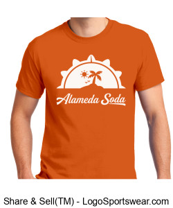 Gildan Adult Unisex Ultra Cotton Orange T-shirt - White Lost Island Seal Alameda Soda Design Zoom