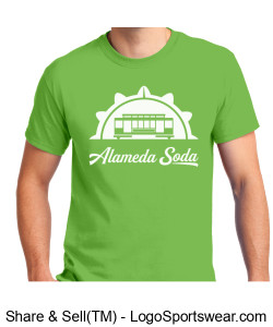 Gildan Adult Unisex Ultra Cotton Lime T-shirt - White Cable Car Seal Alameda Soda Design Zoom