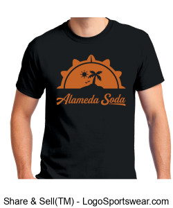 Gildan Adult Unisex Ultra Cotton Black T-shirt - Orange Lost Island Seal Alameda Soda Design Zoom